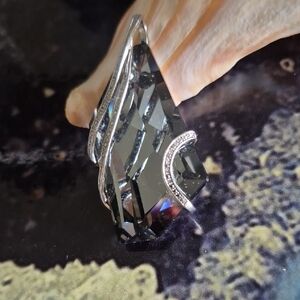 Vtg. Ralgh Lauren 925 Silver Gray Diamond Crystal Pendant